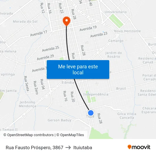 Rua Fausto Próspero, 3867 to Ituiutaba map