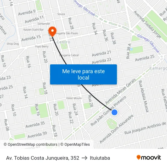 Av. Tobias Costa Junqueira, 352 to Ituiutaba map