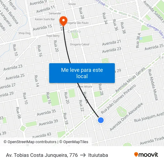 Av. Tobias Costa Junqueira, 776 to Ituiutaba map