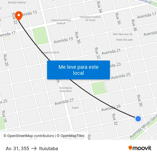 Av. 31, 355 to Ituiutaba map