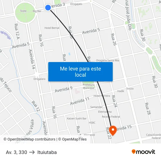 Av. 3, 330 to Ituiutaba map