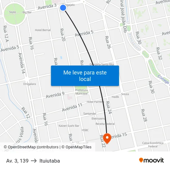 Av. 3, 139 to Ituiutaba map