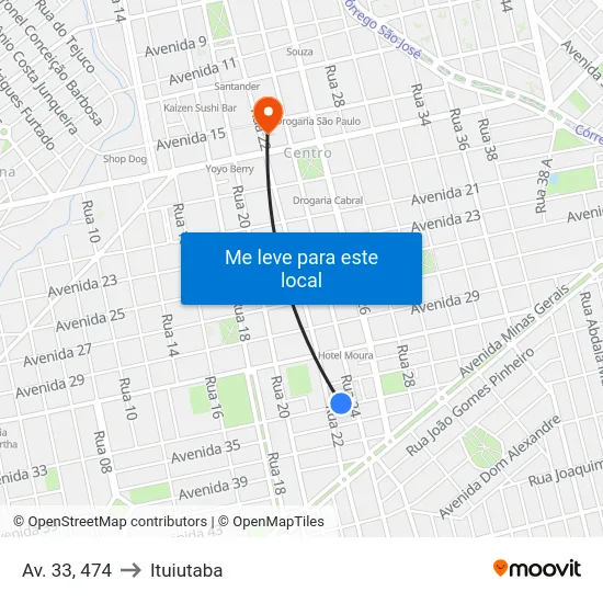 Av. 33, 474 to Ituiutaba map