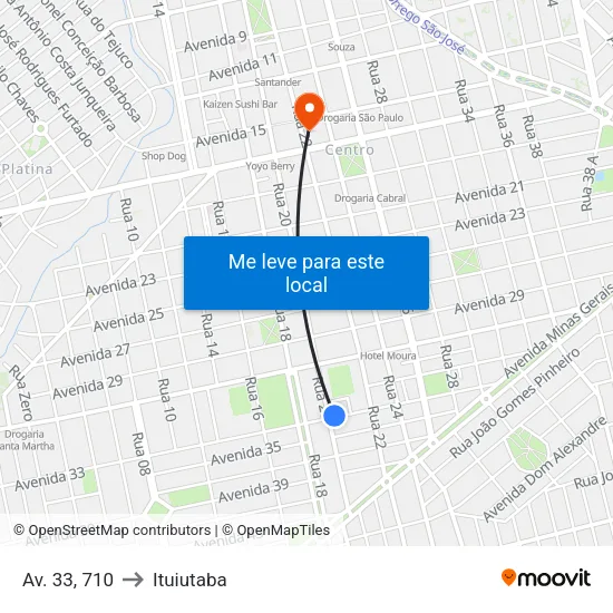 Av. 33, 710 to Ituiutaba map