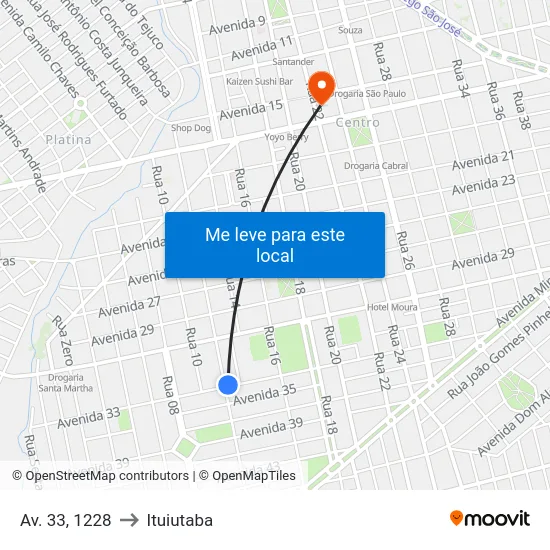 Av. 33, 1228 to Ituiutaba map