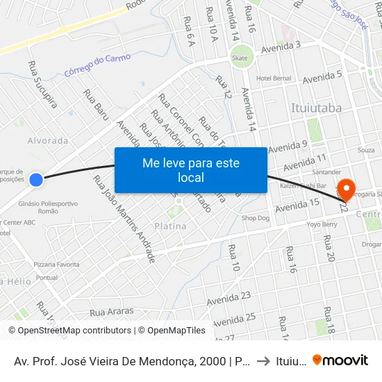 Av. Prof. José Vieira De Mendonça, 2000 | Parque De Exposições Jk to Ituiutaba map