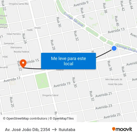 Av. José João Dib, 2354 to Ituiutaba map