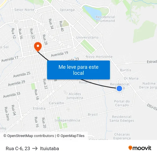 Rua C-6, 23 to Ituiutaba map