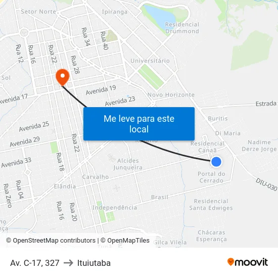 Av. C-17, 327 to Ituiutaba map