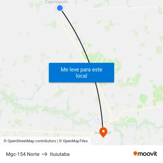 Mgc-154 Norte to Ituiutaba map