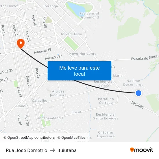 Rua José Demétrio to Ituiutaba map