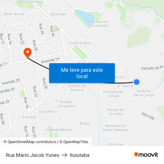 Rua Mário Jacob Yunes to Ituiutaba map