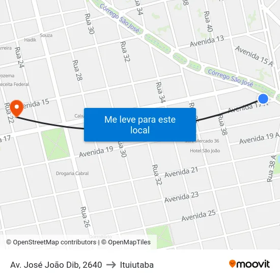 Av. José João Dib, 2640 to Ituiutaba map