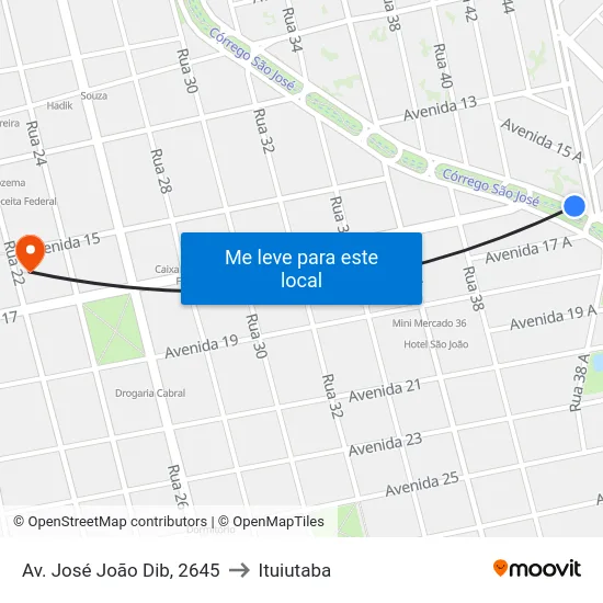 Av. José João Dib, 2645 to Ituiutaba map