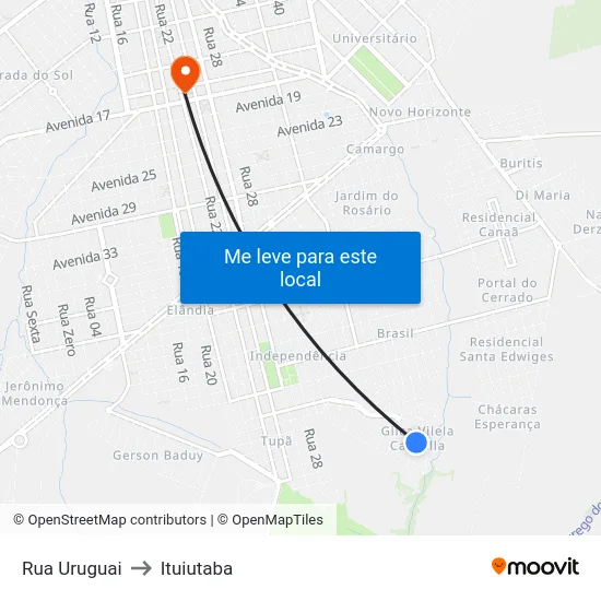 Rua Uruguai to Ituiutaba map