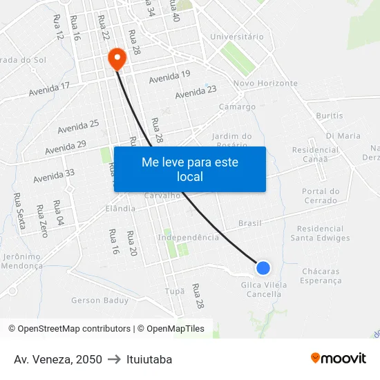 Av. Veneza, 2050 to Ituiutaba map