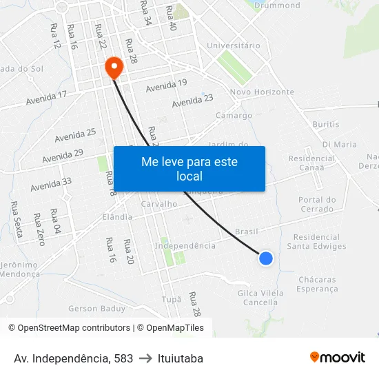 Av. Independência, 583 to Ituiutaba map