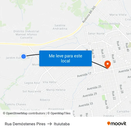Rua Demóstenes Pires to Ituiutaba map