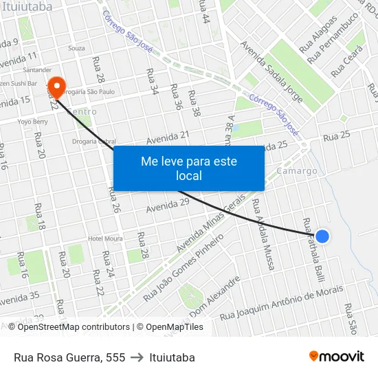 Rua Rosa Guerra, 555 to Ituiutaba map