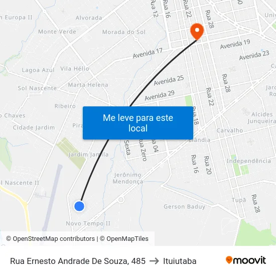 Rua Ernesto Andrade De Souza, 485 to Ituiutaba map