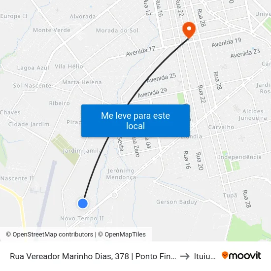 Rua Vereador Marinho Dias, 378 | Ponto Final Do Novo Tempo to Ituiutaba map