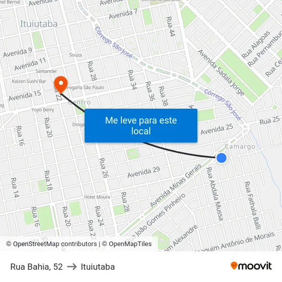 Rua Bahia, 52 to Ituiutaba map