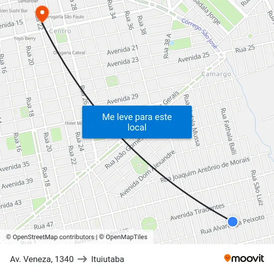 Av. Veneza, 1340 to Ituiutaba map