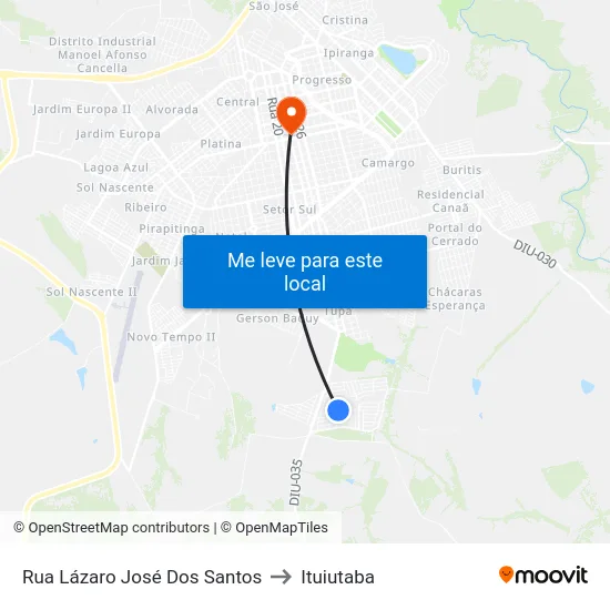 Rua Lázaro José Dos Santos to Ituiutaba map
