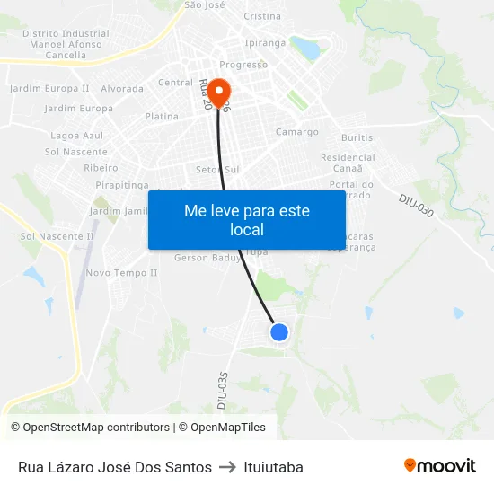 Rua Lázaro José Dos Santos to Ituiutaba map
