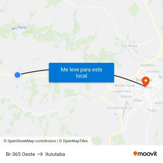 Br-365 Oeste to Ituiutaba map