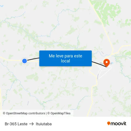 Br-365 Leste to Ituiutaba map