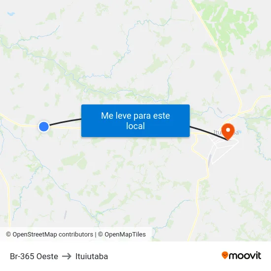 Br-365 Oeste to Ituiutaba map
