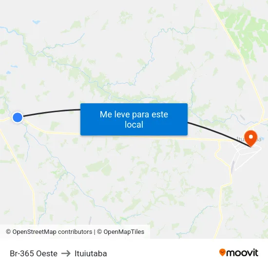 Br-365 Oeste to Ituiutaba map