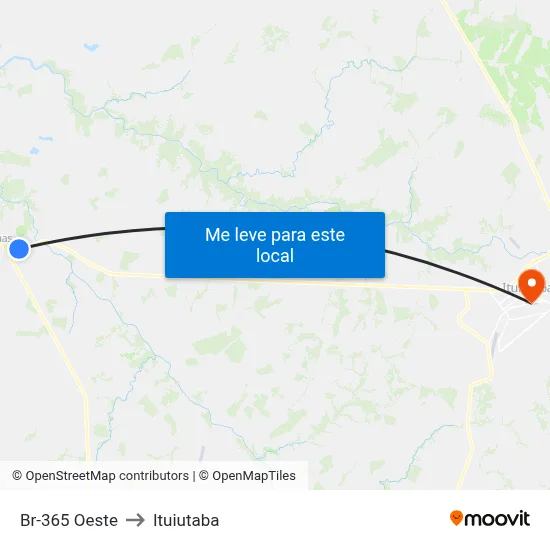 Br-365 Oeste to Ituiutaba map