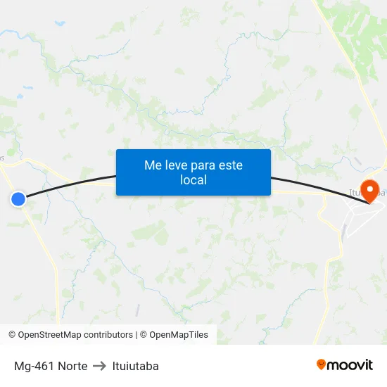 Mg-461 Norte to Ituiutaba map