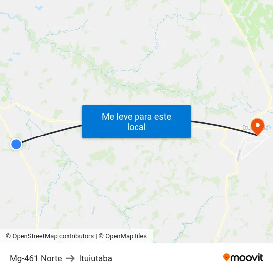 Mg-461 Norte to Ituiutaba map