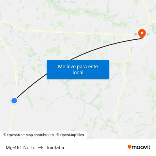 Mg-461 Norte to Ituiutaba map