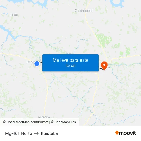 Mg-461 Norte to Ituiutaba map