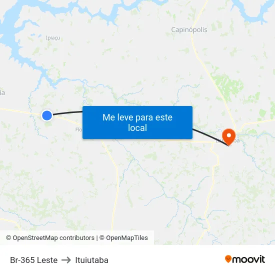 Br-365 Leste to Ituiutaba map