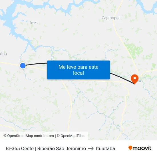 Br-365 Oeste | Ribeirão São Jerônimo to Ituiutaba map