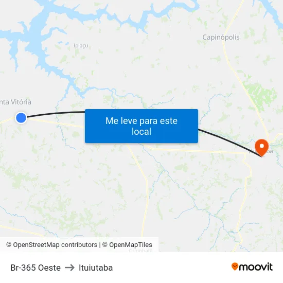 Br-365 Oeste to Ituiutaba map