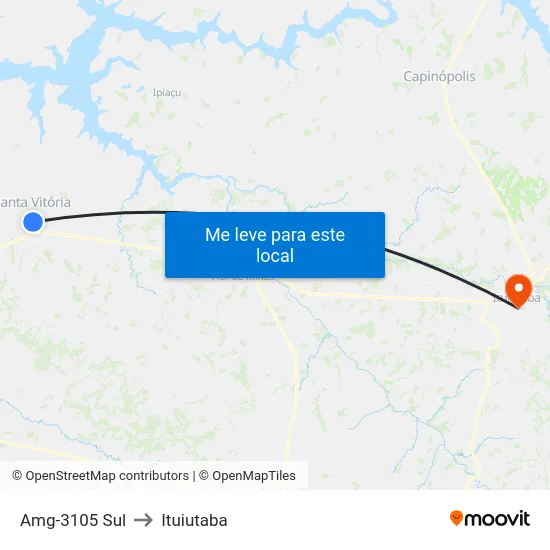 Amg-3105 Sul to Ituiutaba map