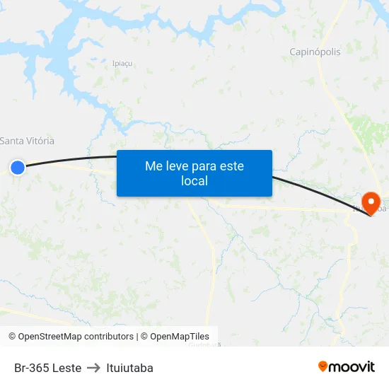 Br-365 Leste to Ituiutaba map