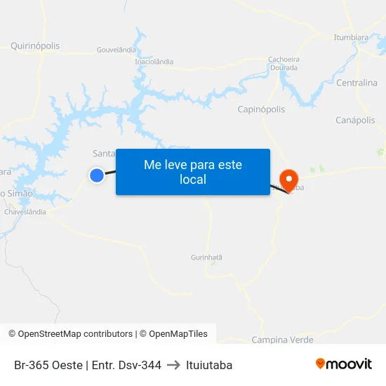 Br-365 Oeste | Entr. Dsv-344 to Ituiutaba map