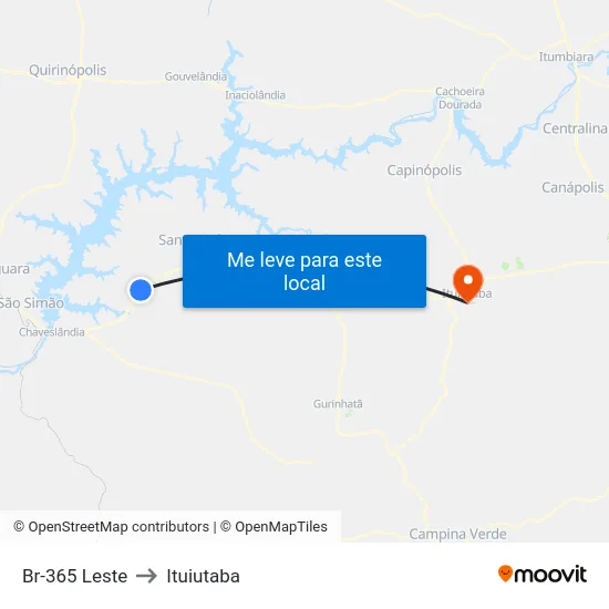 Br-365 Leste to Ituiutaba map