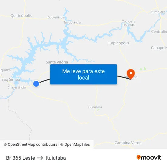 Br-365 Leste to Ituiutaba map