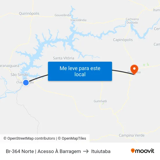 Br-364 Norte | Acesso À Barragem to Ituiutaba map