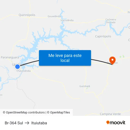 Br-364 Sul to Ituiutaba map