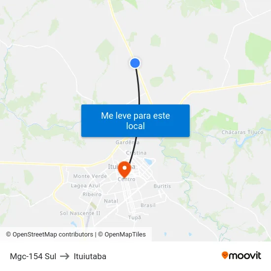 Mgc-154 Sul to Ituiutaba map