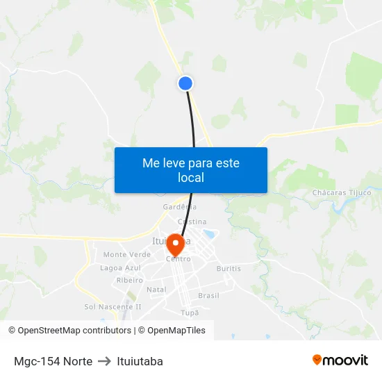 Mgc-154 Norte to Ituiutaba map